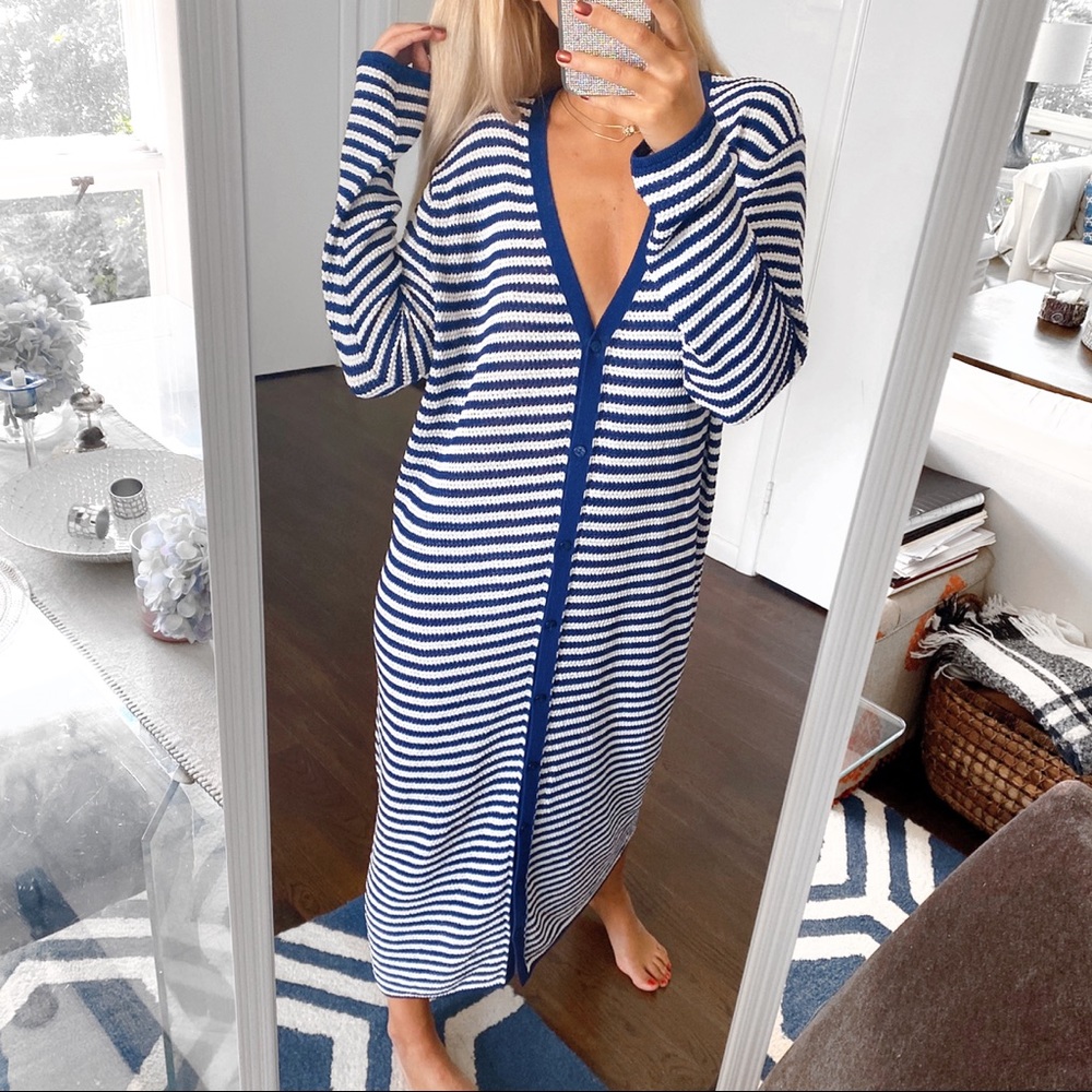 💙 ZARA DARK BLUE WHITE STRIPE MAXI DRESS/COVERUP! - Picture 5 of 13